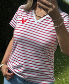 Teeshirt rayé rouge femme