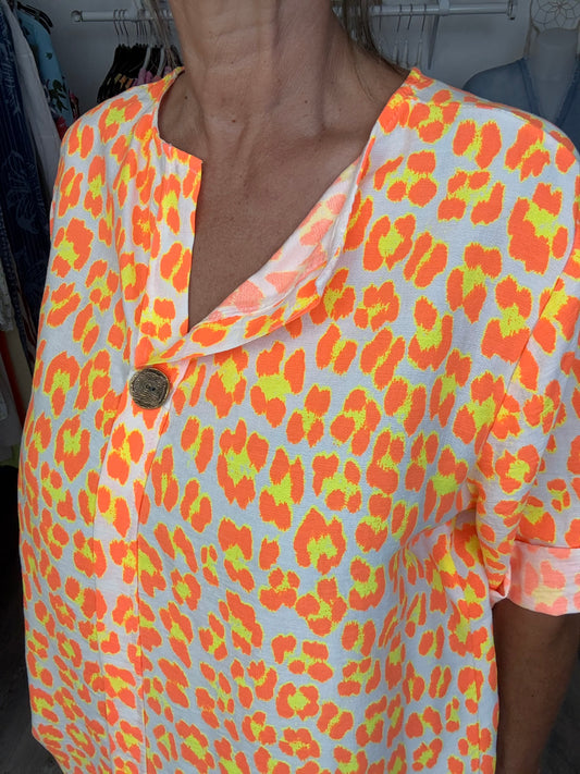 Blouse Léo orange et jaune jolie forme