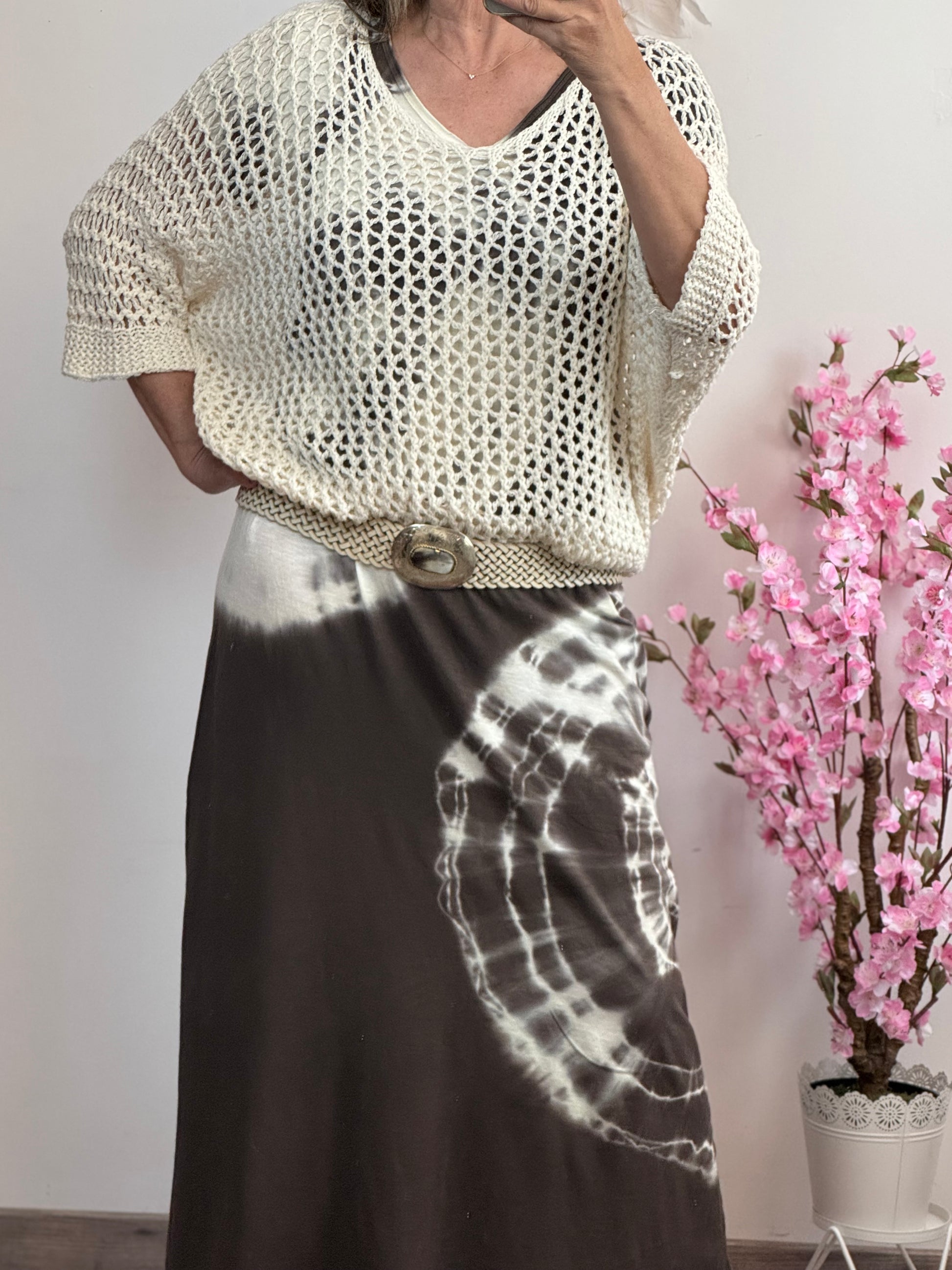 Pull ajouré crème