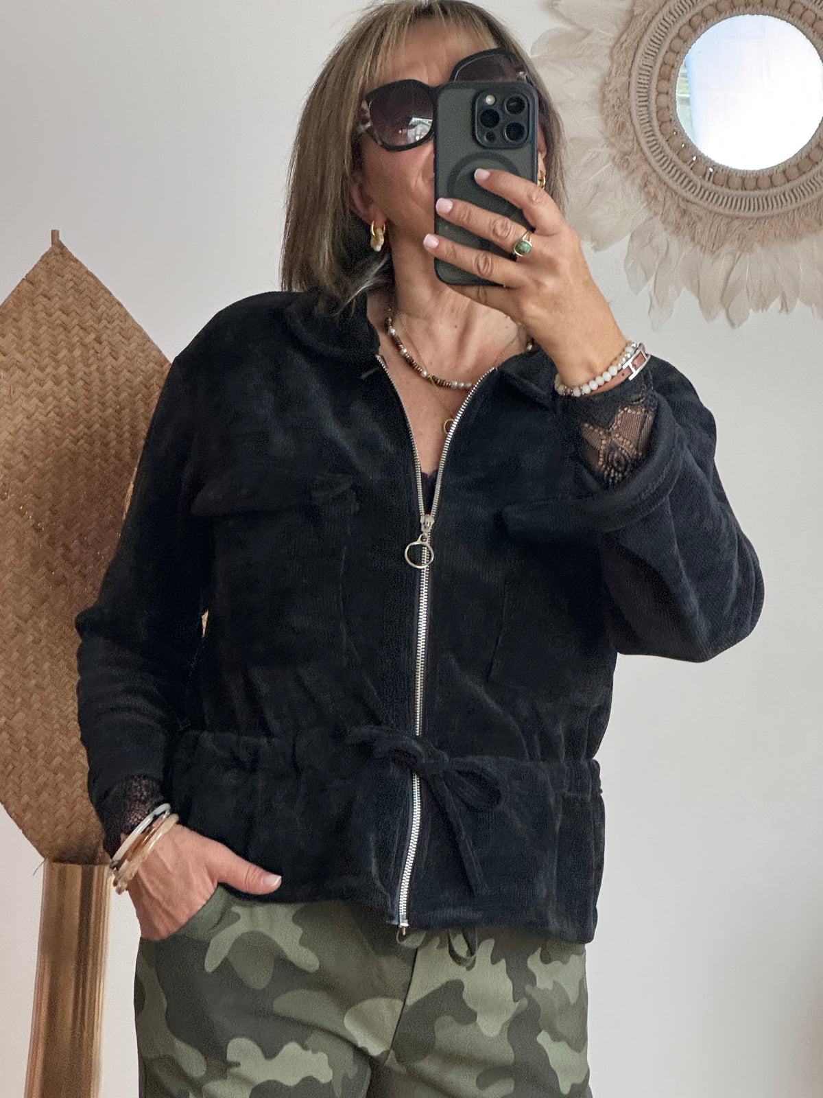 Veste velours milleraies noir