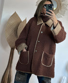 Veste moumoute Marron bi matière