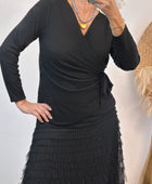 Top chic noir brillant