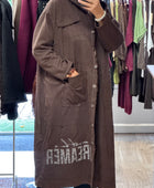 Veste longue suédine marron