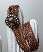 Ceinture cuir tressé camel