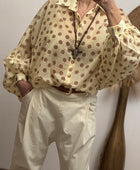 Blouse fluide jaune pois marrons