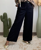Pantalon noir fines rayures