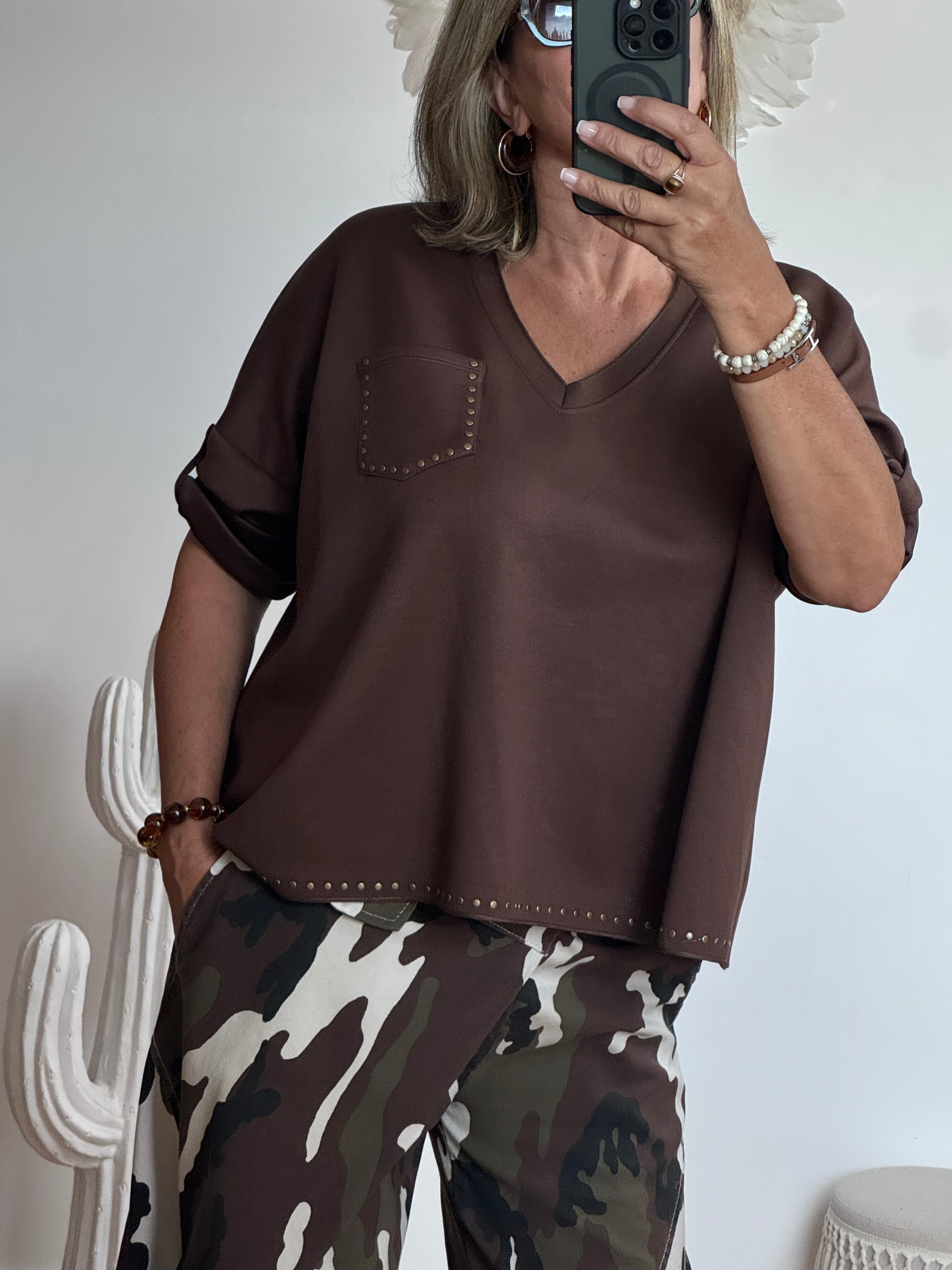 Pull marron rivets