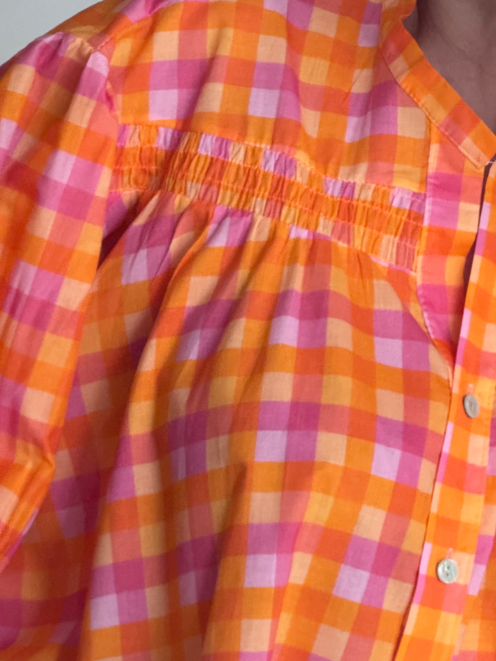 Chemise vichy orange et rose