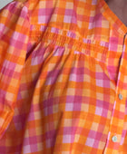 Chemise vichy orange et rose
