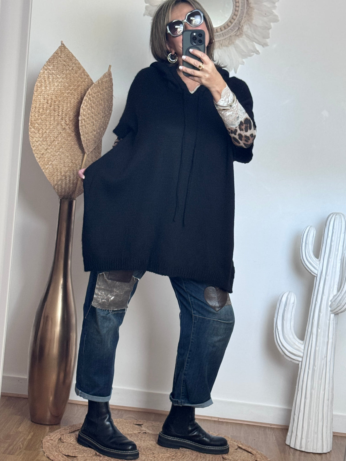 Pull oversize noir