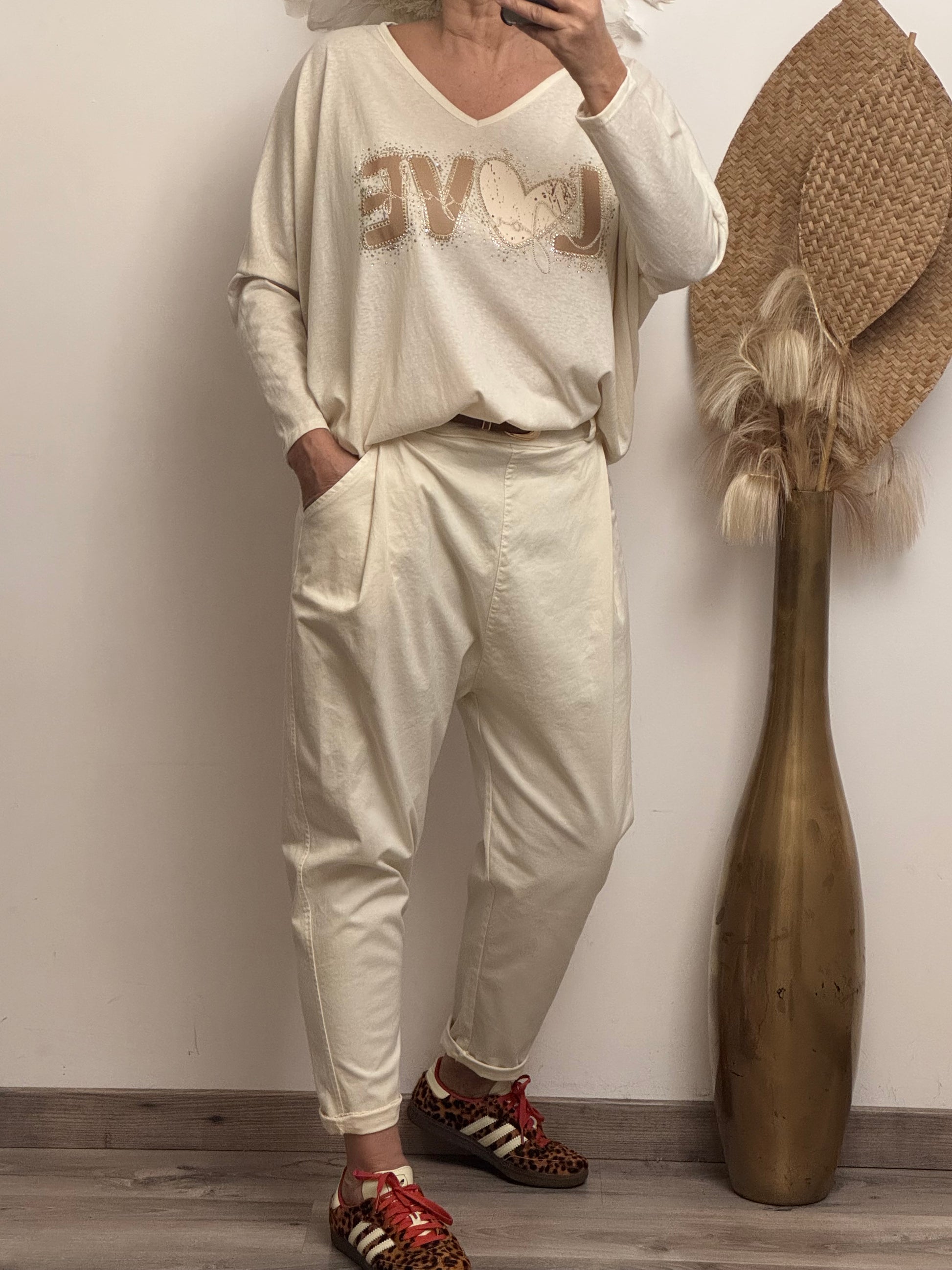 Pantalon baggy crème TU 38/46