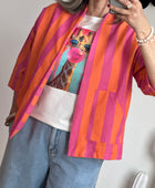 Veste kimono orange et rose