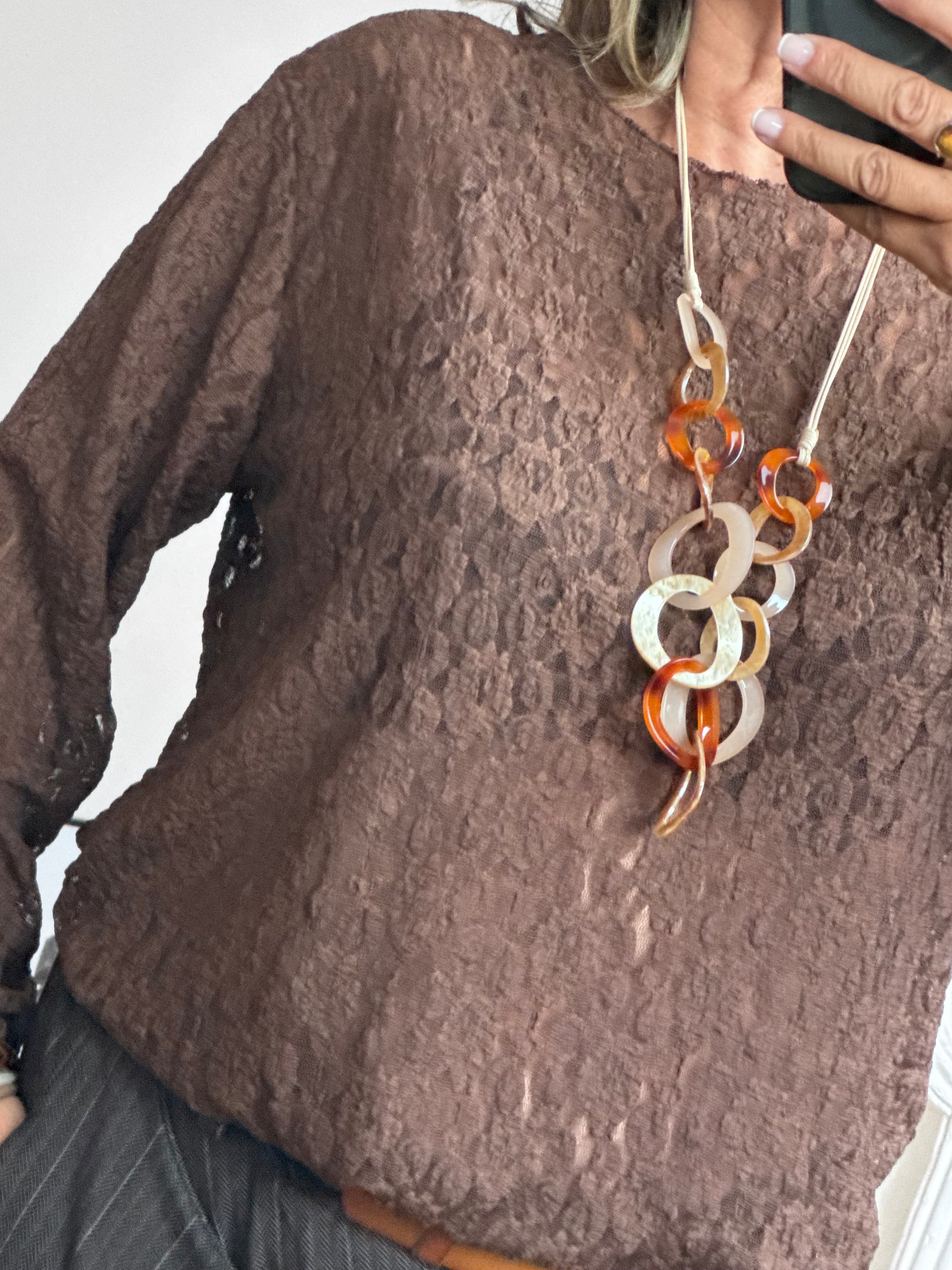 Top dentelle marron TU 40/48