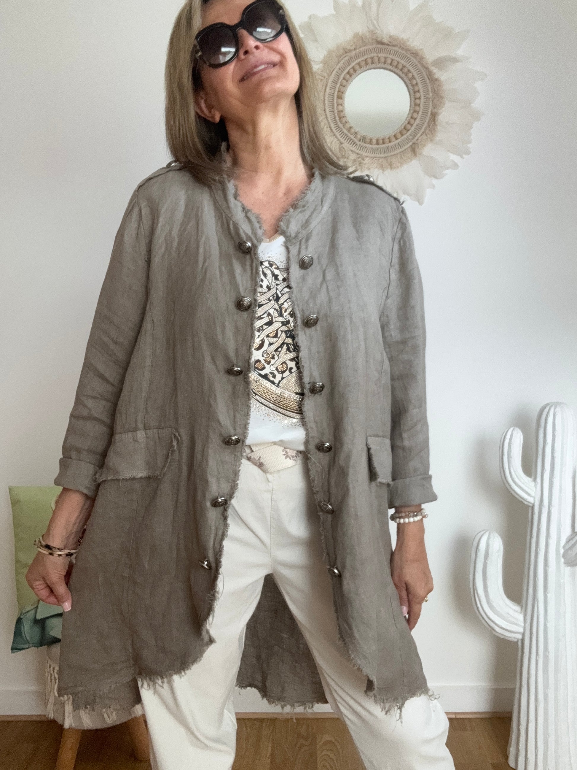 Veste lin taupe TU 42/48