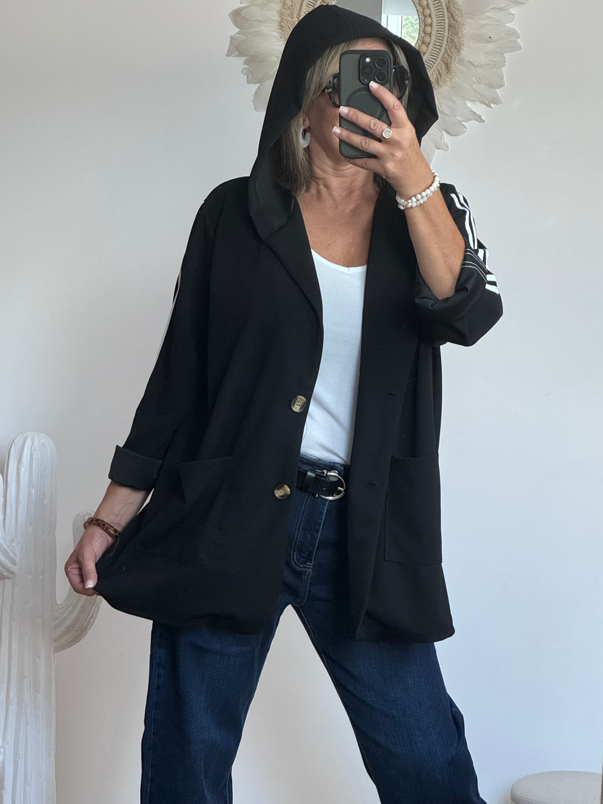 Veste casuel noir jolie forme