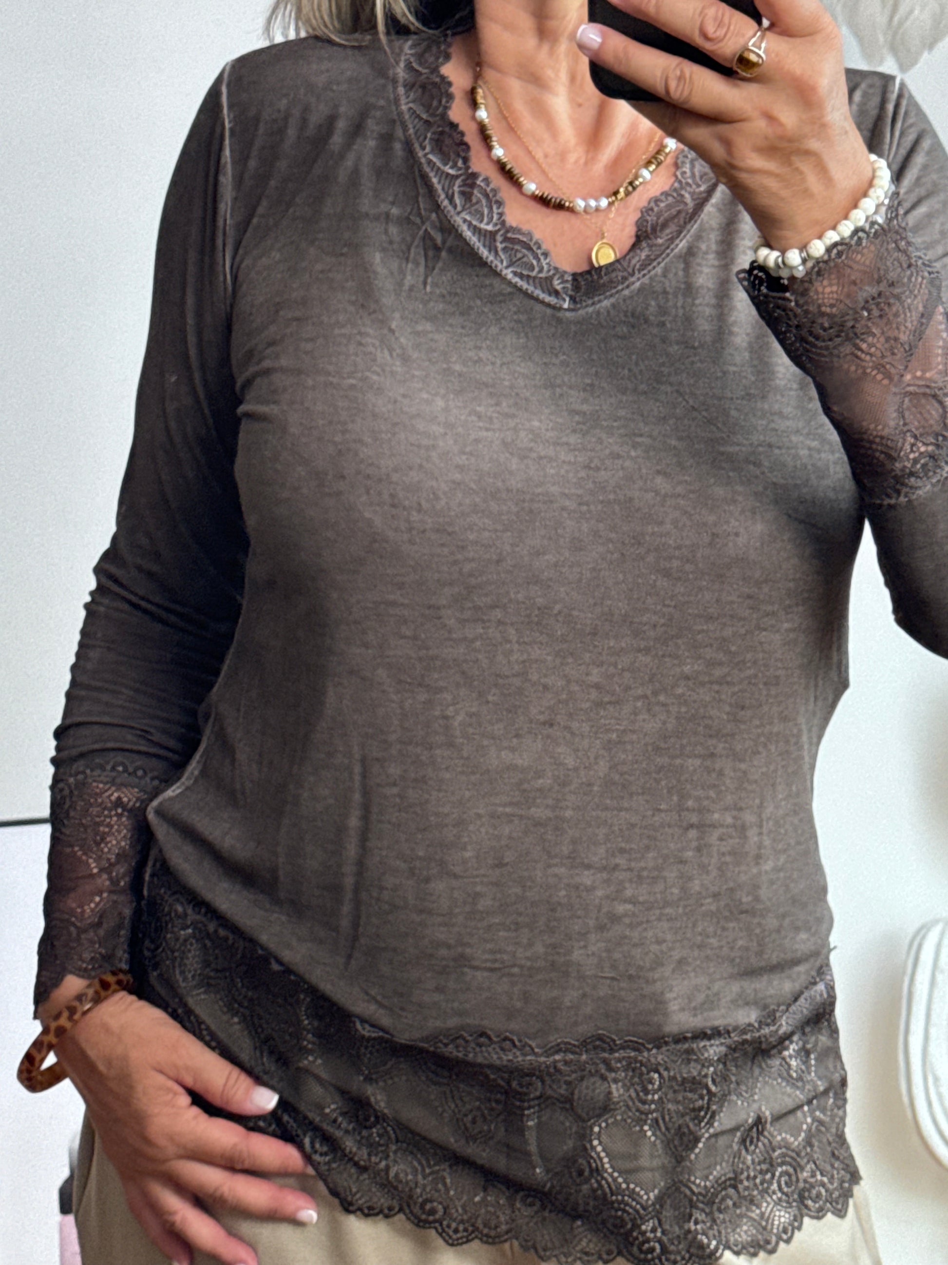 Top dentelle marron