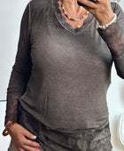 Top dentelle marron