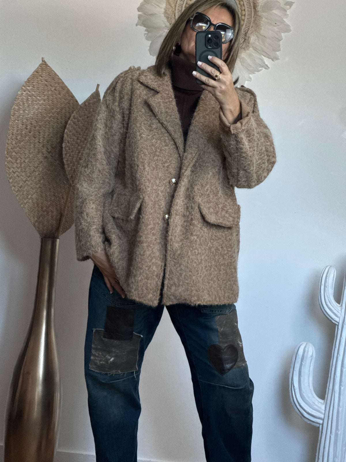 Veste moumoute camel