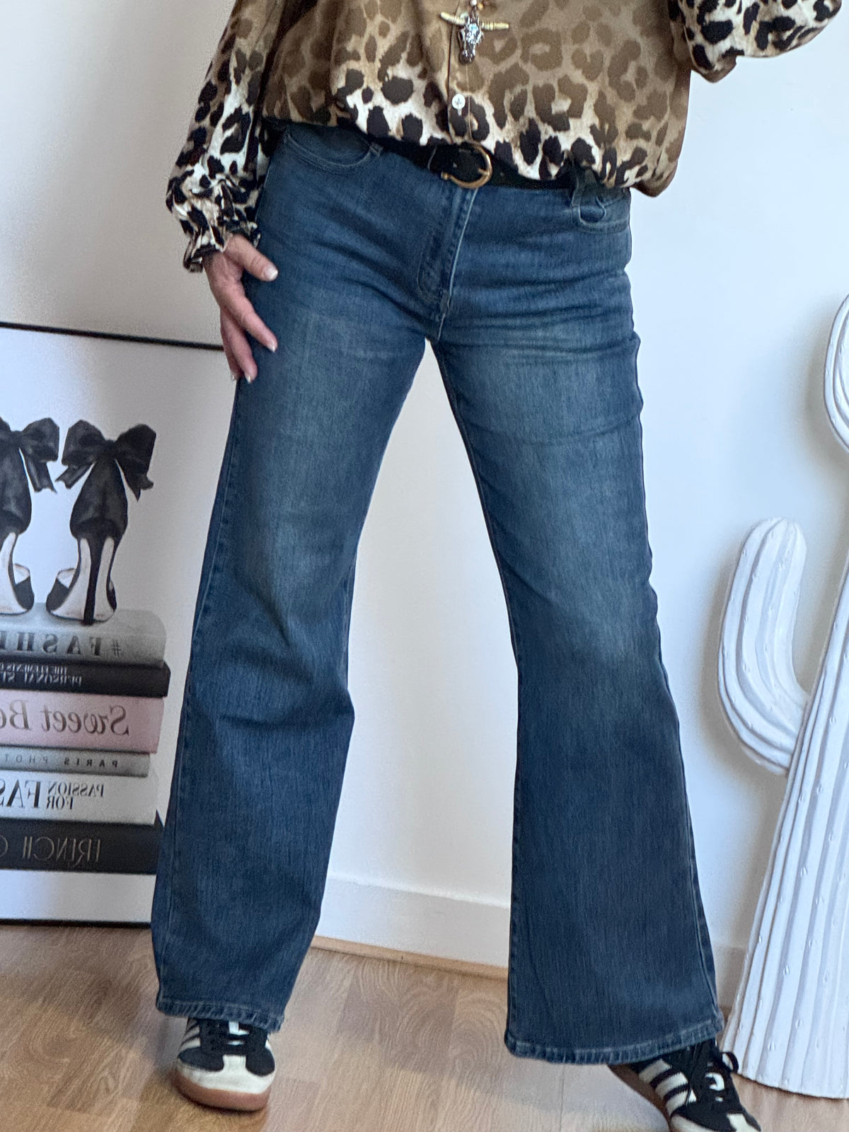 Jean flare denim bleu