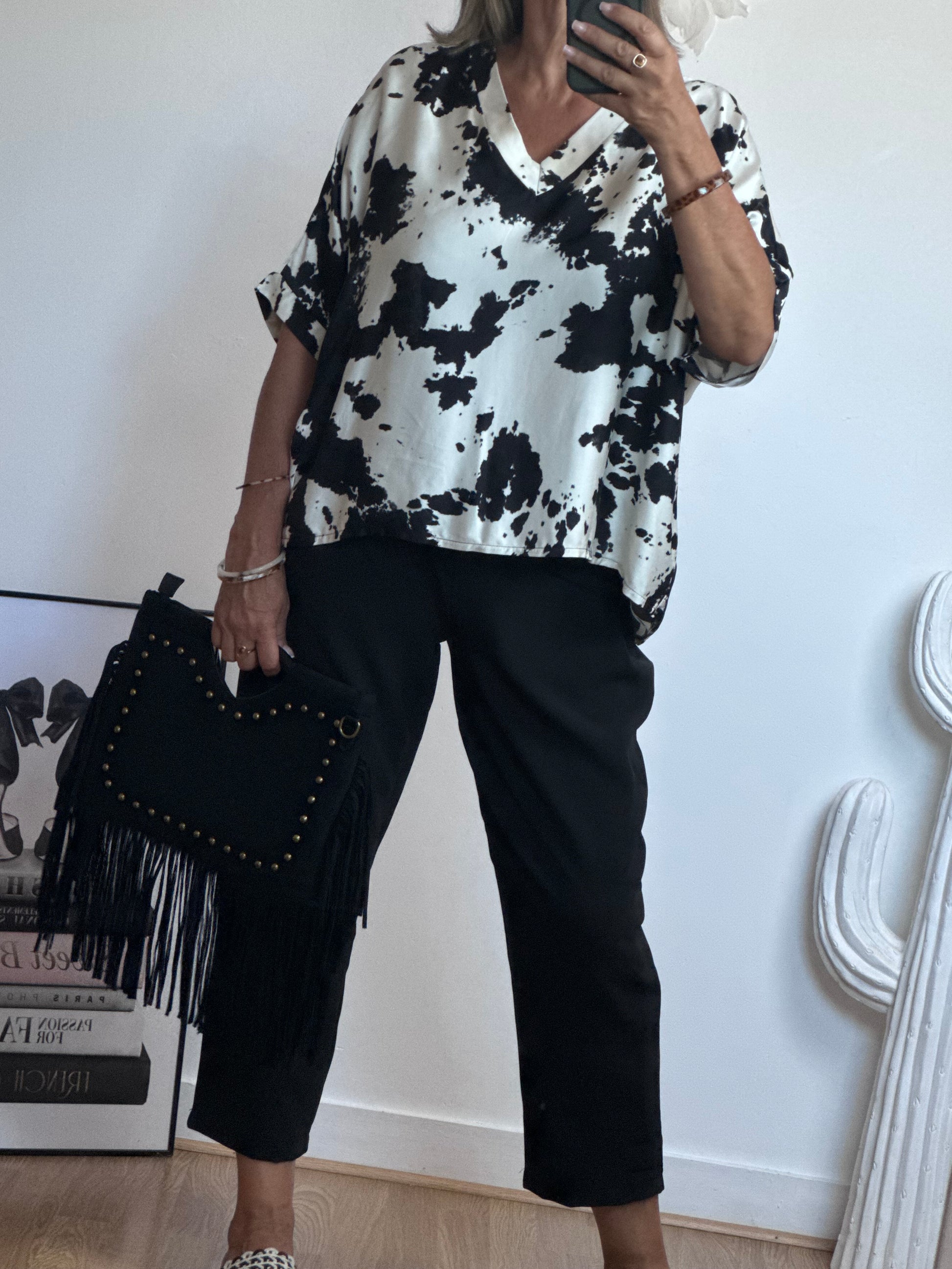 Blouse fluide cow noire TU 38/48