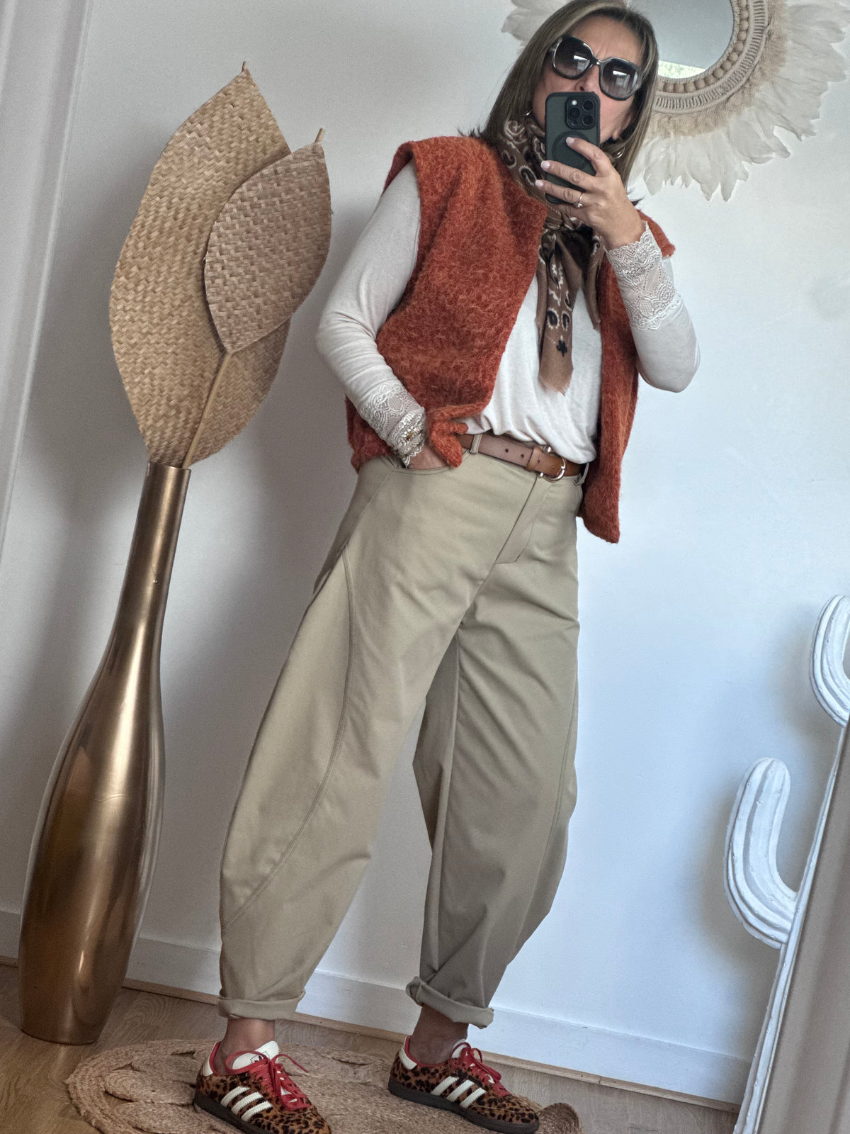 Pantalon balloon beige