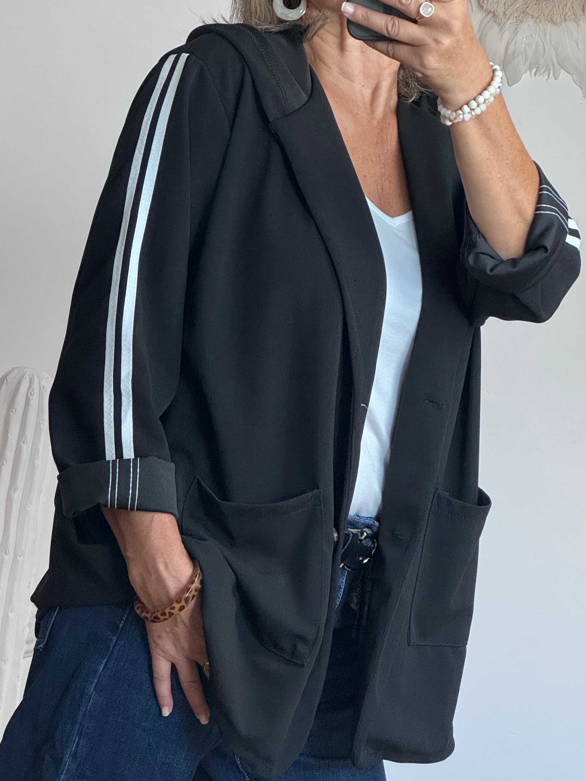 Veste casuel noir jolie forme