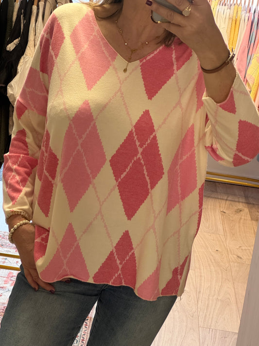Pull jacquard rose TU 44/50