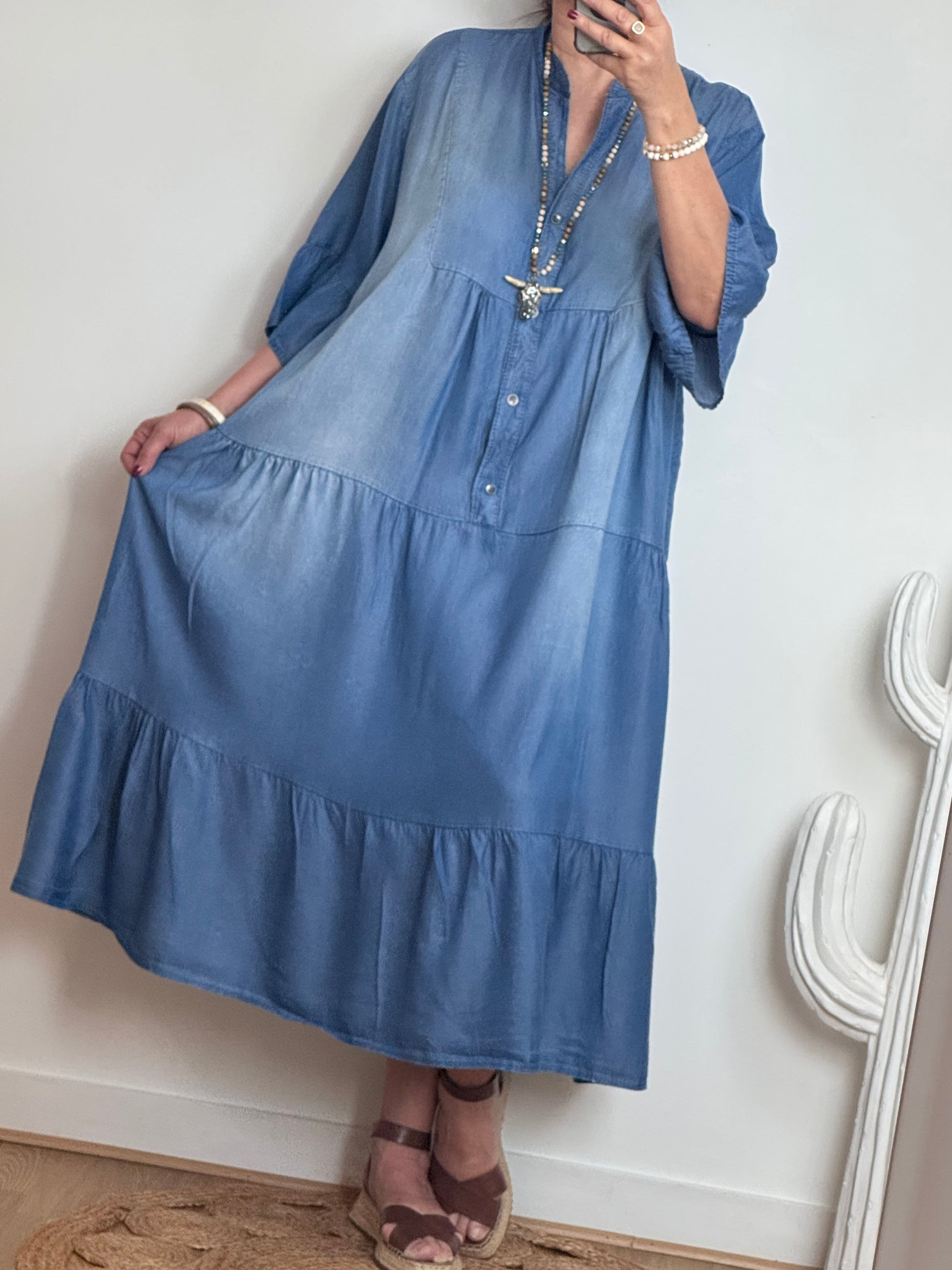 Robe boheme lyocell bleu foncé TU 44/50