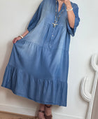 Robe boheme lyocell bleu foncé TU 44/50