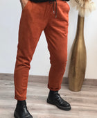 Pantalon suédine brique