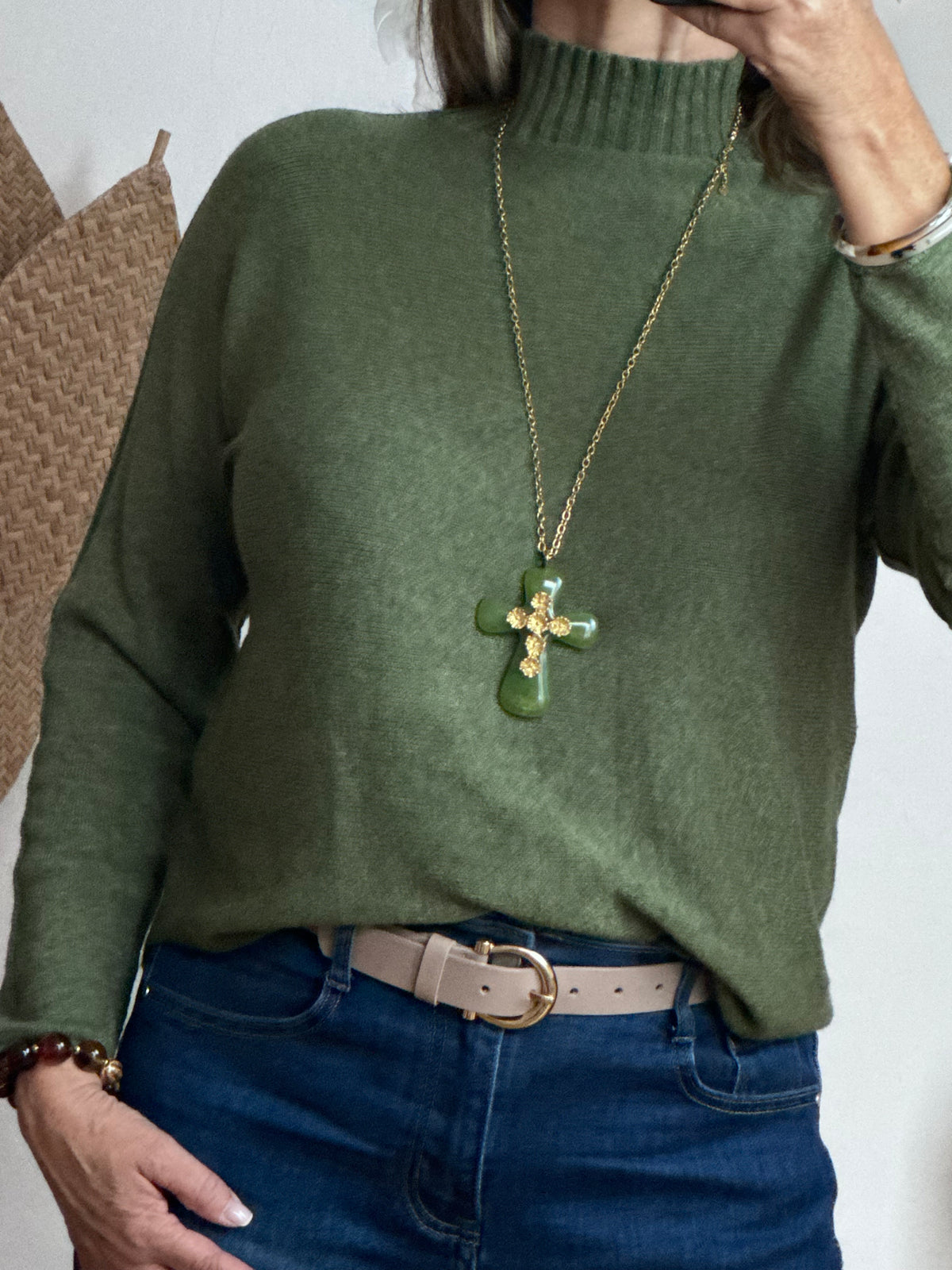 Pull maille col cheminé