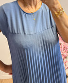 Robe longue plissée bleue