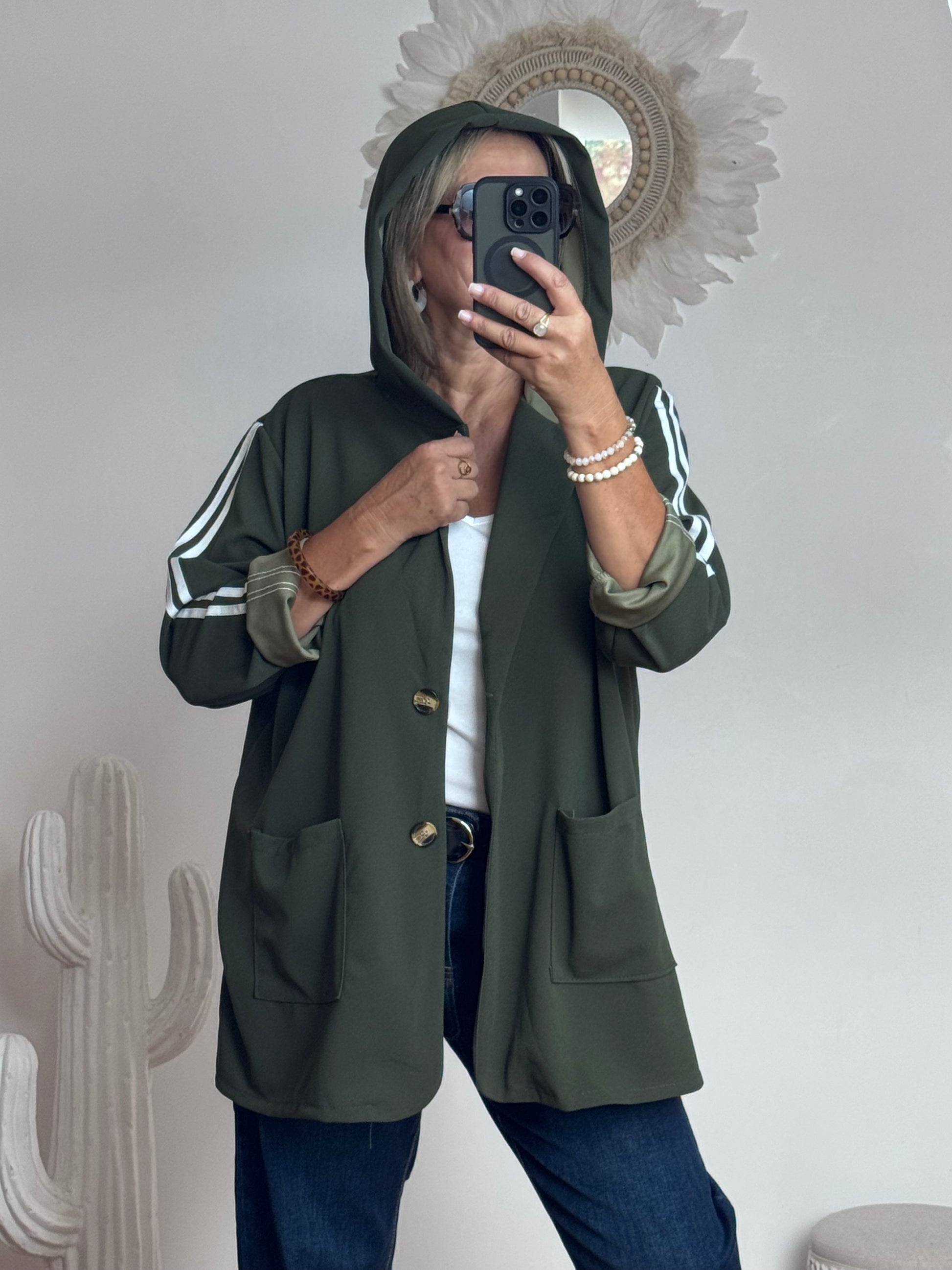 Veste casuel kaki jolie forme