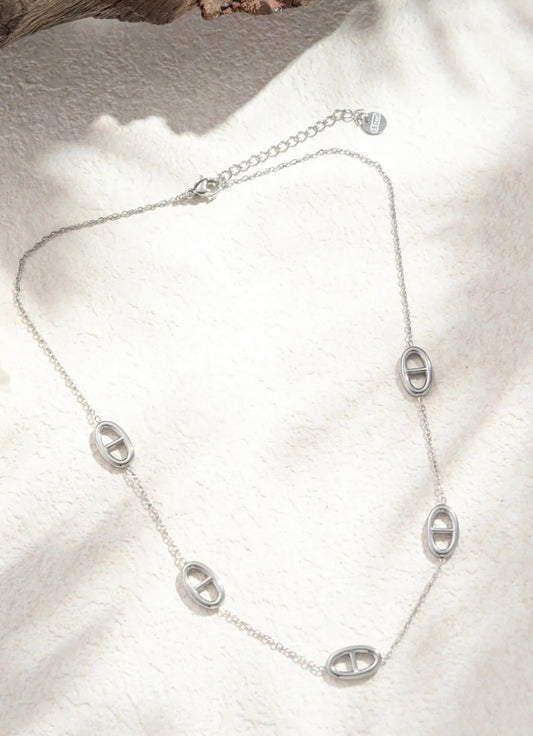Collier ovales ajourées argenté