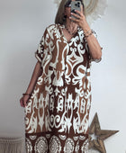 Robe arabesque marron/creme