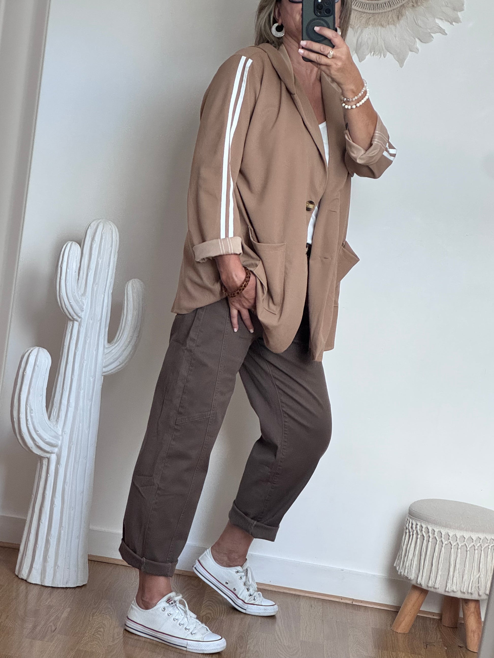 Veste casuel camel jolie forme