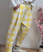 Pantalon jog sarouel jacquard jaune