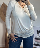 Top dentelle beige