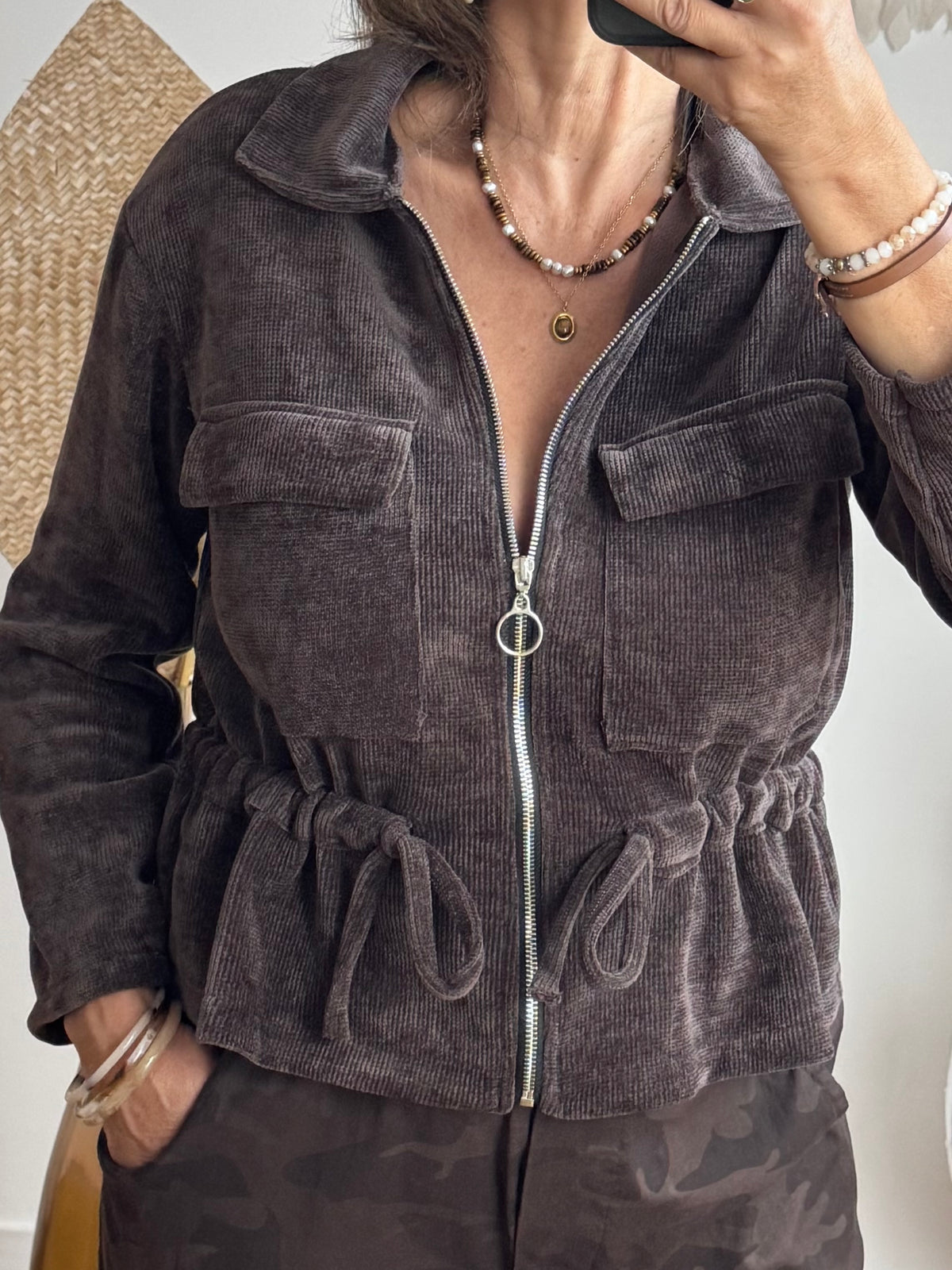 Veste velours milleraie marron