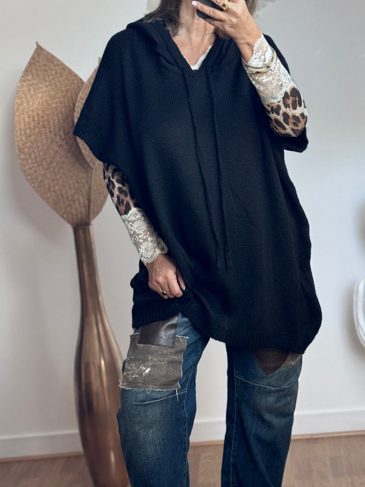 Pull oversize noir