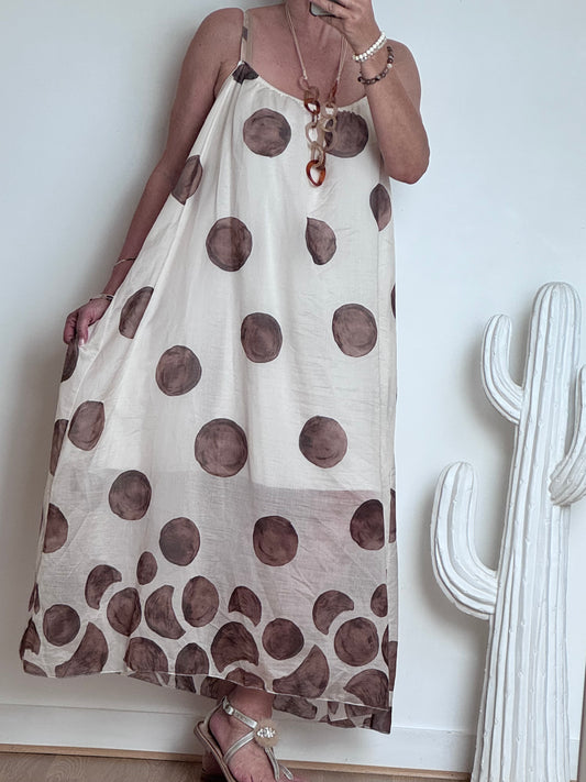 Robe à pois fond crème