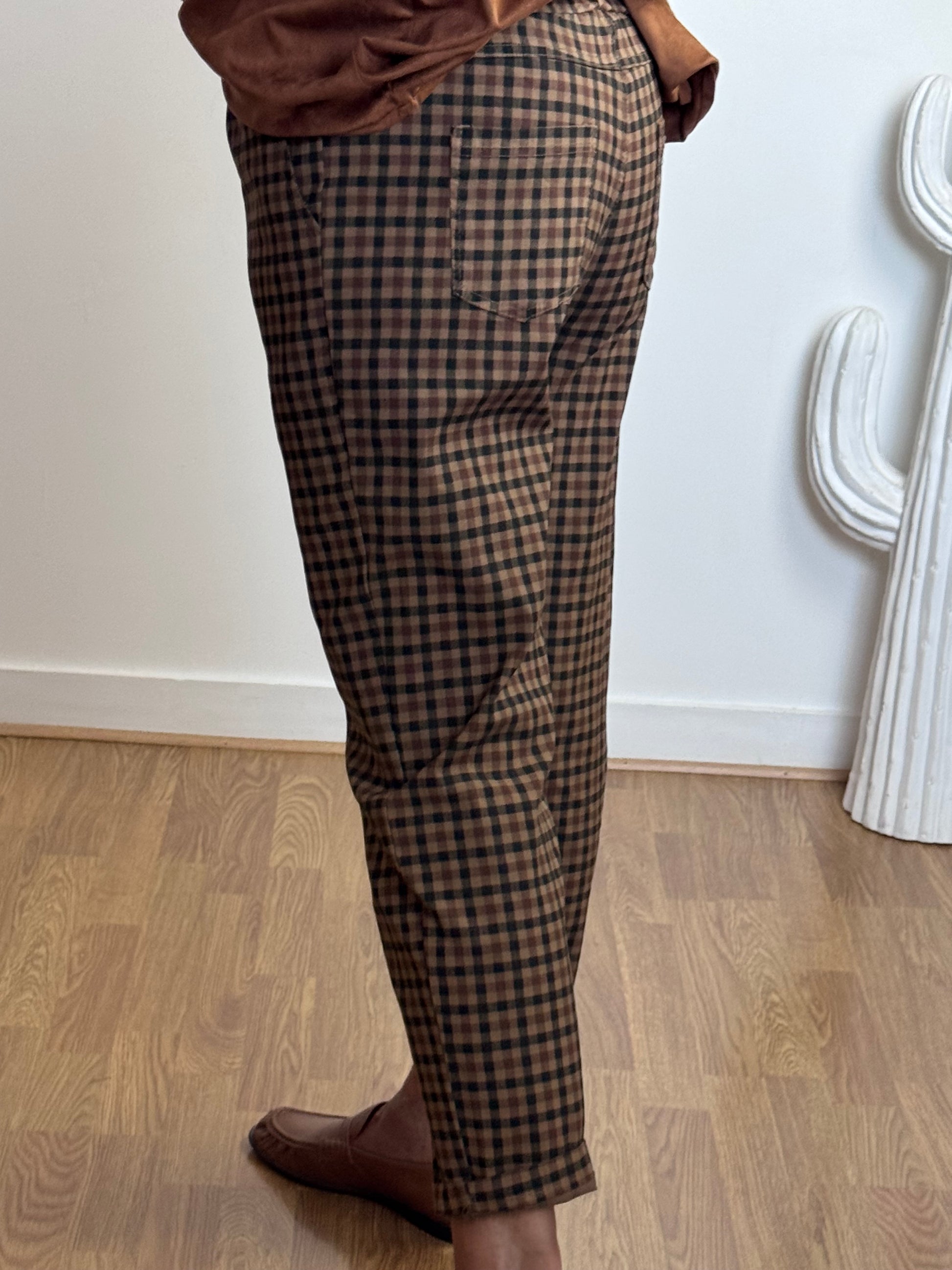 Pantalon vichy marron