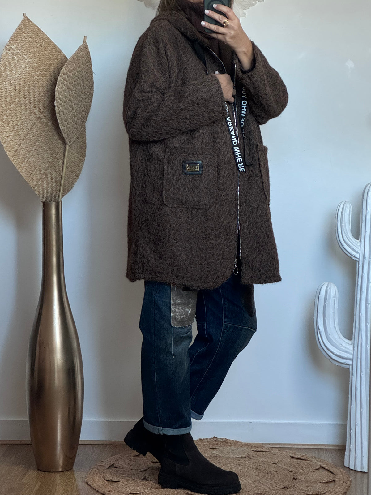 Manteau moumoute marron