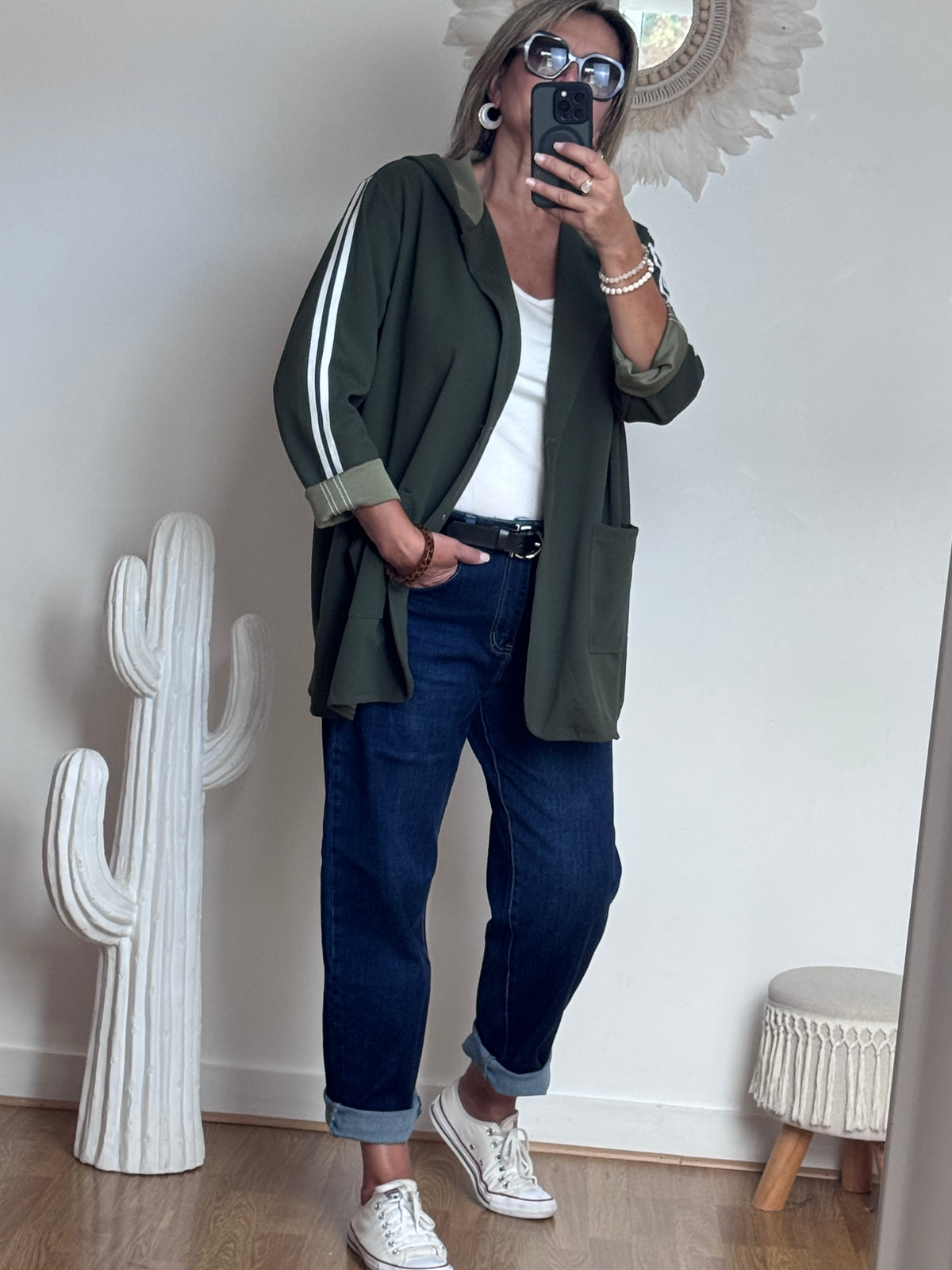 Veste casuel kaki jolie forme