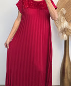 Robe longue plissée rouge strass TU 42/50