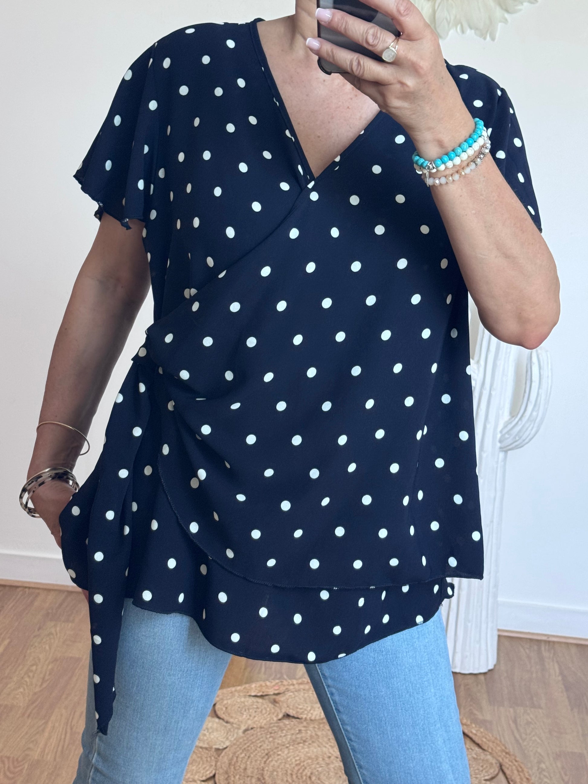 Blouse pois marine TU 44/59