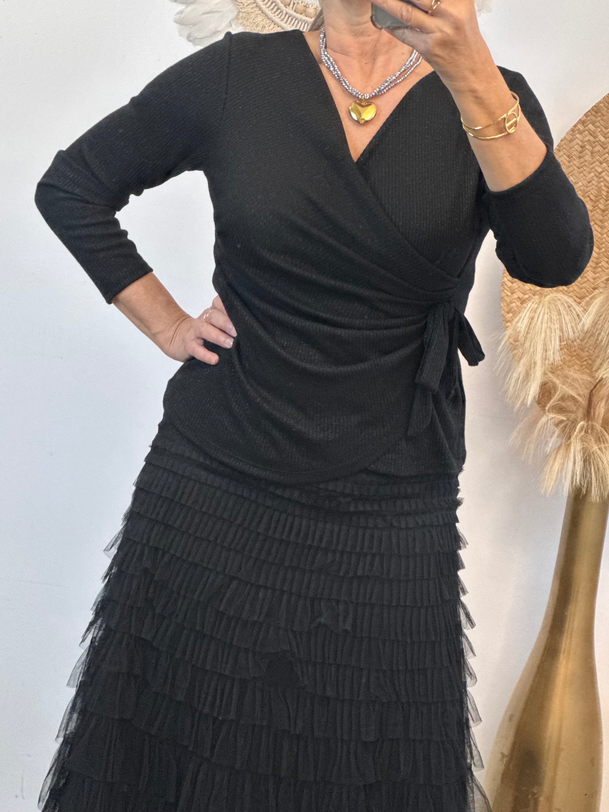 Top chic noir brillant