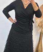 Top chic noir brillant