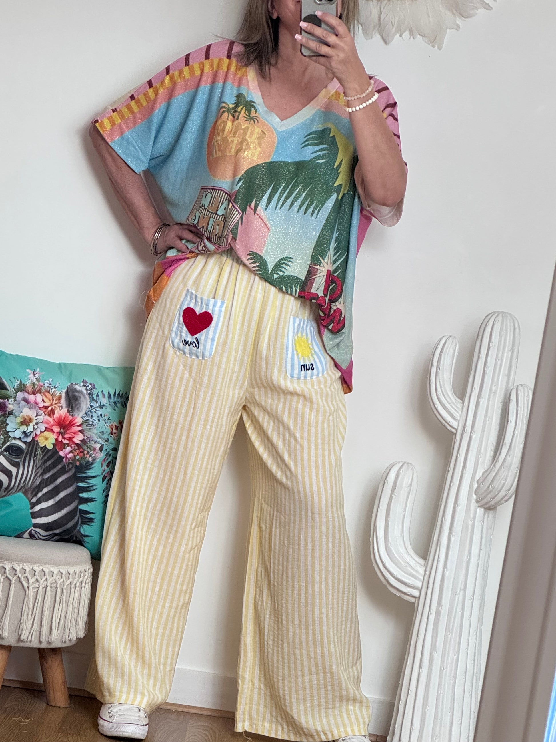 Pantalon rayures jaune