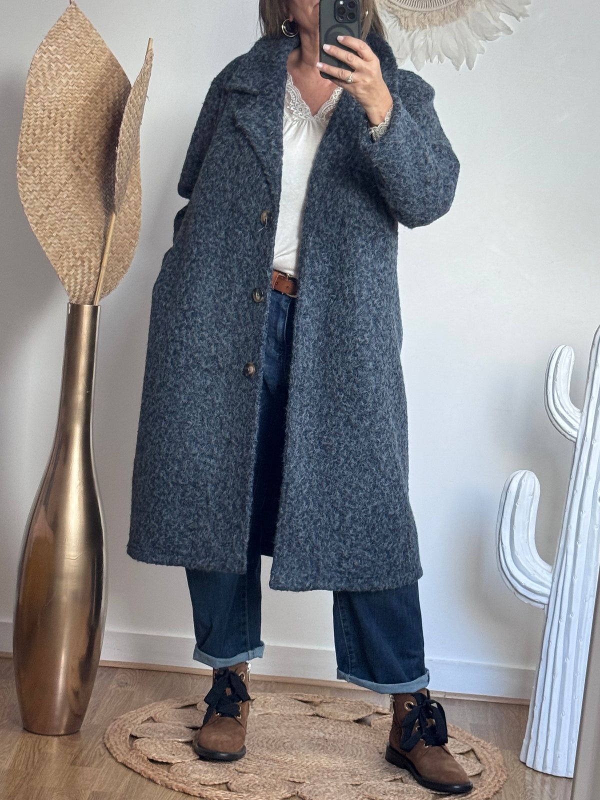 Manteau moumoute bleu